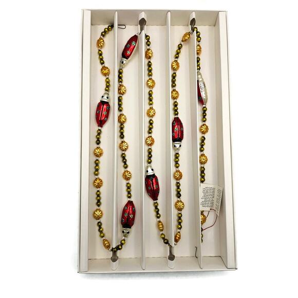 Christopher Radko Garland Ladybug Blossoms Christmas Holiday Ornament 94-453 - Picture 1 of 9